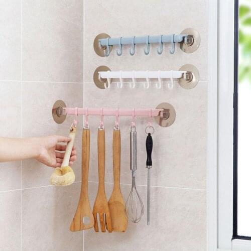 1pcs Wall Corner Strong Adhesive Hook Kitchen Wall Hanging 6 Row Hook Bathroom Corner Nail-Free Seamless Hanger Hook