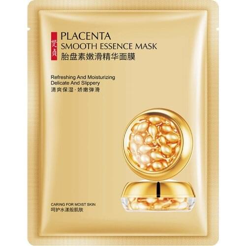 Placenta Tender Smoothing Essence Mask Brighten Skin Tone Refreshing Oil Control Moisturizing Mask Facial Care 1pcs