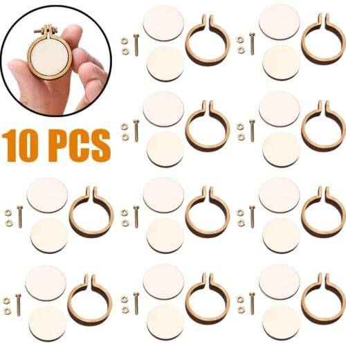 10 set 25mm Mini Embroidery Hoop Ring Wooden Cross Stitch Frame For Hand Crafts DIY Needle Handmade Pendant Crafts Sewing