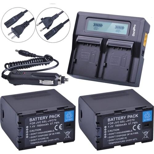 2pc 7800mAh SSL-JVC70 SSL JVC70 Li-ion Batteries with USB Output for for JVC GY-HM600 GY-HM650 GY-HMQ10 GY-HM200 GY-LS300 Camera