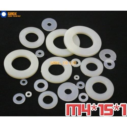 200 Pieces M4 x 15 x 1mm Nylon Flat Washer Insulation Washer