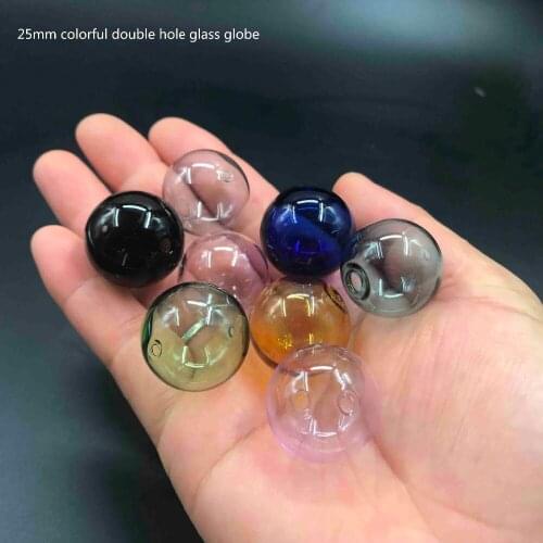 25mm double hole color ball glass globe pendant glass bottle vial pendant perfume oil necklace accessories handmad decor 500pcs