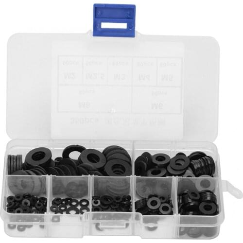 350Pcs Black Nylon Plastic Washers Flat Gaskets O Ring Assortment Kit M2/M2.5/M3/M4/M5/M6/M8 Joint ring