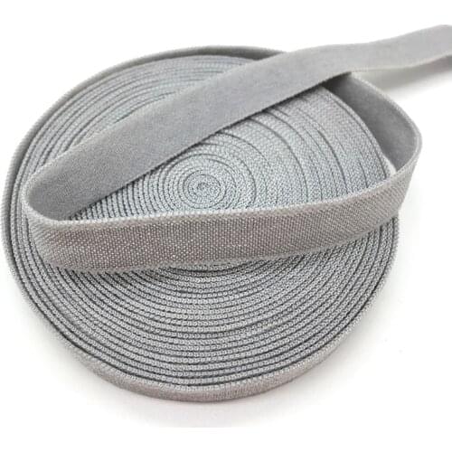 5 Yards/lot 3/8"10mm Gray Solid FOE Fold Over Elastics Spandex Satin Band DIY Lace Sewing Trim