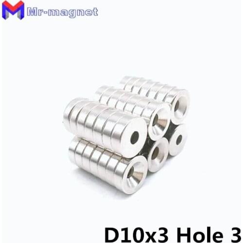 500pcs N35 10mm x 3mm Ring Hole 3mm Strong Round Countersunk Rare Earth Neodymium Magnet 10x3 10*3-3