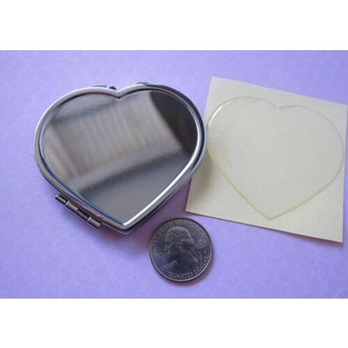 500pcs Blank Heart Shaped Compact Mirrors with Epoxy Resin Stickers Set DIY Silver Color Bridsmaid Gift Supply