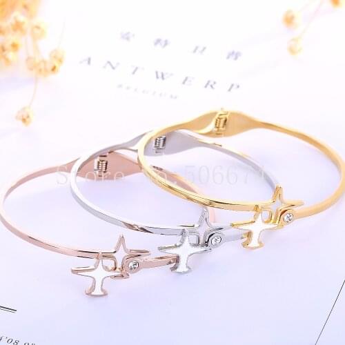 Free registered Top Qty Airplane S brand Fashion Jewelry Cuff Carter Bracelets Bangles 316L Stainless Steel Bracelets For Women