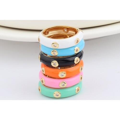 Bohemian Colorful Open Enamel Ring Paved With Shiny Cubic Zircon Stone Fashion Wed Engage Rings For Women Gift
