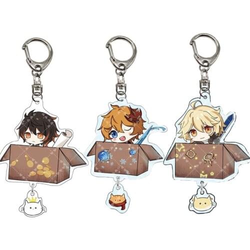 Hot Anime Game Genshin Impact Keychain Liyue Harbor Mondstadt Cartoon Cute Pendant Keyring Jewelry