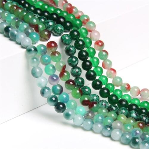 4-12 mm Natural A green blue jades beads smooth round spacer loose beads natural Chalcedony stone bead for jewelry making diy
