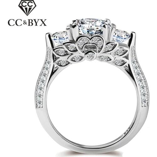 CC Bridal Rings For Women Silver Trendy Jewelry Flower Set Wedding Romantic Engagement Accessories Ring Bijoux Femme CC745