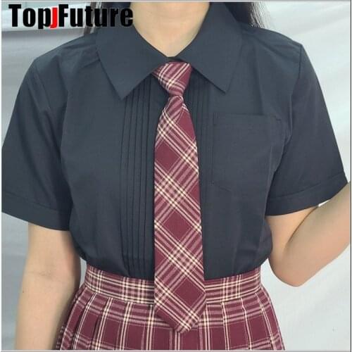 Long sleeve BLACK Cotton Japanese Student Girls School Jk Uniform Top Large Middle High School Uniforms short Sleeve organ Shirt