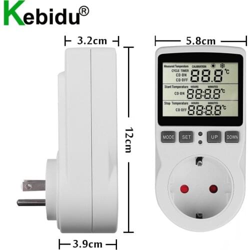 Digital Temperature Controller Socket Outlet With Timer Switch Sensor Probe Multi-Function Thermostat Heating Cooling 16A 220V