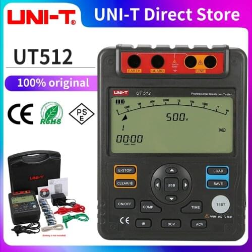 UNI-T UT512 insulation resistance tester digital megohmmeter 500V--2500V grounding resistance meter AC DC voltmeter
