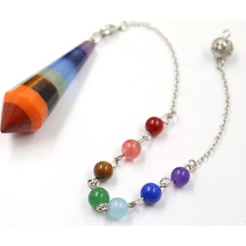 FYJS Unique Silver Plated Layer Colorful Stone Spiritual Pendant Link Chain for Party Gift Jewelry