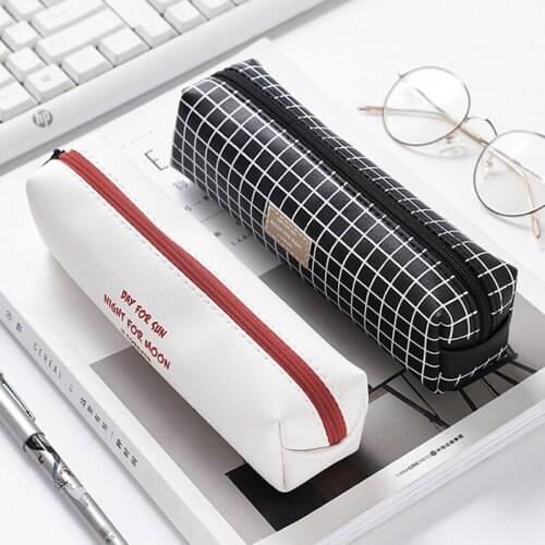 Geometric Pencil Bags PU Octagonal Pen Bags School Supplies Korean Stationery Gift Cute Student High Capacity Pencil Case Kawaii