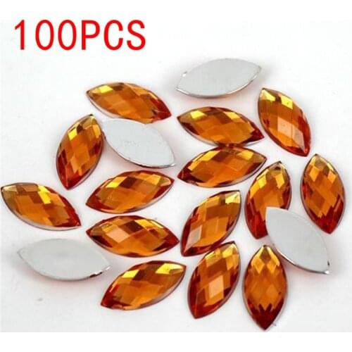 Hot Sale 100Pieces Flat Back Marquise Earth Facets Crystal Hyacinth Acrylic Horse eye Shape Rhinestone nail art Decorate