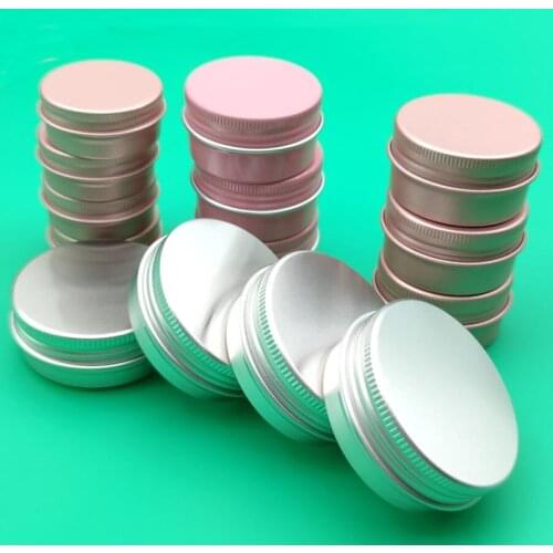 30Pcs Cream Jar Round Tin Cosmetic Lip Balm Containers Nail Craft Pot Refillable Bottle Screw Thread Lids Empty Aluminum Cans