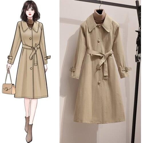 HOT Spring and Autumn Medium length Windbreaker Women Korean version Relaxed leisure Show thin Goddess Overcoat Temperament Girl