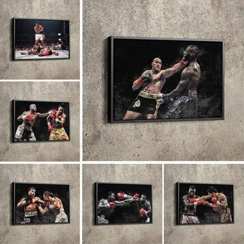 Mike Tyson vs Muhammad Ali Poster Boxing Painting Made Posters Canvas Print Wall Art Home Man Cave Gift Decor