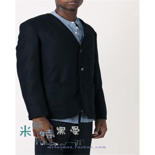 S-6XL! European and American mens style collarless woolen suit with high quality individual casual oversize woolen coat