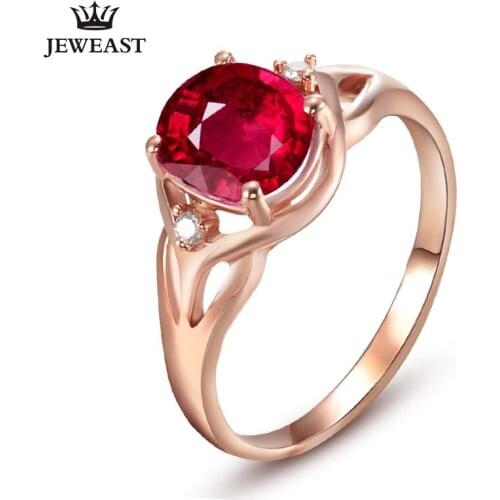 SLFD Natural Red tourmaline 18K Pure Gold 2020 New Hot Selling Top Ring Women Heart Shape Ring For Ladies Woman Genuine Jewelry