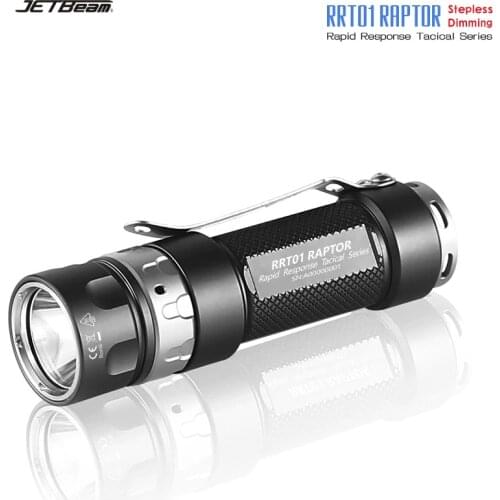 2020 NEW Jetbeam RRT01 Raptor Stepless Dimming EDC Tactical Flashlight with Micro-USB rechargeable 18350 battery