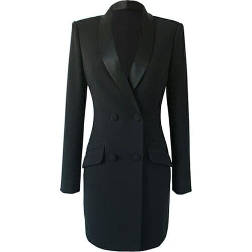 New Designed Black Double-breasted Womens Trench Coat Coat Spring/Summer Womens Office Wear Office Suit Work Wear One Piece