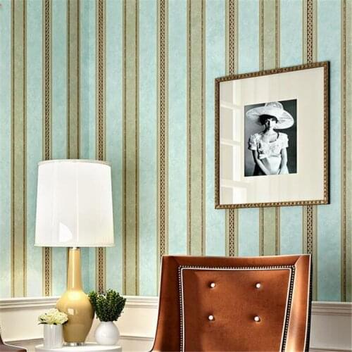 Wellyu Wallpaper American country non-woven fabric European luxury vertical stripes retro bedroom living room wall wallpaper