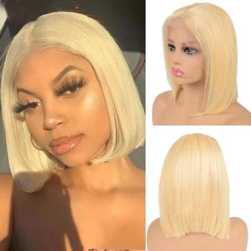 613 Blonde Bob Wig Straight Human Hair Wigs Brazilian Pre Plucked Lace Front Bob Wigs for Women Human Hair