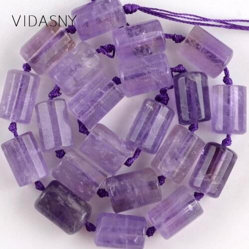 Natural Cylinde Shape Faceted Light Purple Amethysts Beads For Jewelry Making 11*15mm Spacer Beads Diy Bracelets Necklaces 15"