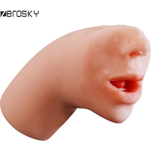 Zerosky Realistic Oral 3D Deep Throat with Tongue Teeth Artificial Vagina Male Masturbator Realistic Oral Sex Toys for Men