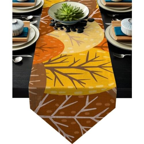 Autumn Woods Yellow Table Runner Christmas Decorations for Home Table Decorarion