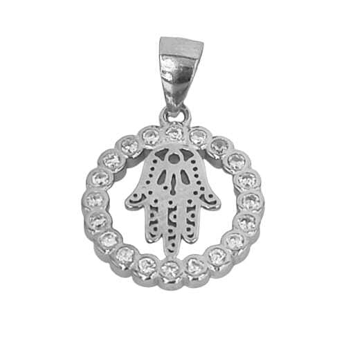 925 silver FATIMA hand pendant with rhodium plated white zirconia brand OSNOR