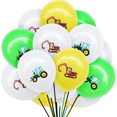 10Pcs/Batch Construction Vehicle Excavator Theme Party Birthday Party Decoration Latex Balloon Children Baby Shower Air Ball Glo