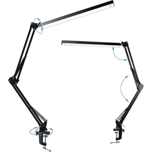 Aluminum Alloy Folding Clip-on USB LED Table Lamp Long Arm Touch Control Dimmable Desk Lamp Eye Protection Table Light