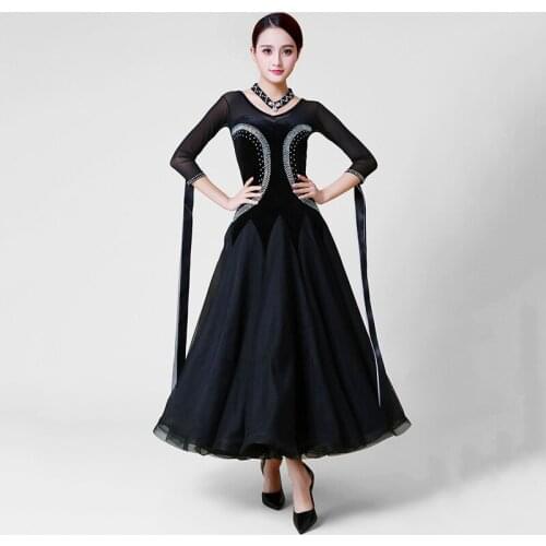 Standard Ballroom Dance Dress Women Elegant Black Waltz Competition Dancing Costume High Quality Tango Ballroom Dance Dresses