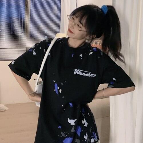 Loose Casual Letter Print Tshirt Womens T-shirts Tops Japanese Kawaii Ladies Ulzzang Female Korean Harajuku Clothes For Women