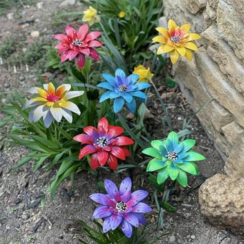 Outdoor Artificial Metal Flower Decor Garden Lawn Simulation Flower Flower Pot Terrace Metal Art Crafts Garden Decor Stakes