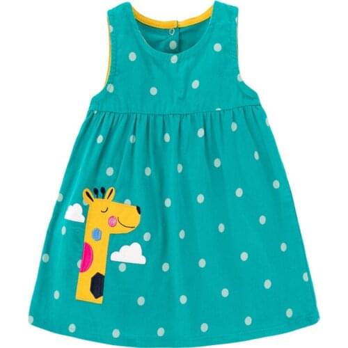 Jumping Meters Spring Autumn Dresses Applique New Children Girls Animals Corduroy Clothes O-neck Cotton Soft Casual Vest Dress