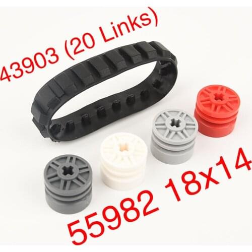 10pcs High-Tech EV3 Tank Track 43903 1x20，Wheel Rim 18x14 with Axle Hole MOC Blocks Toys Bricks Parts