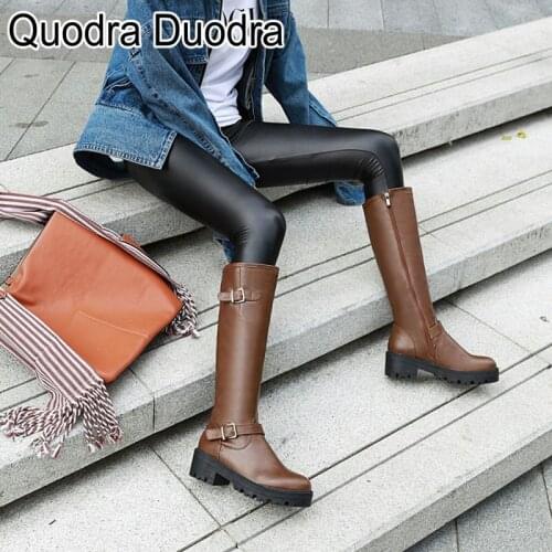 New winter autumn platform woman boots block high heels Riding boots khaki black women knee high boots zipper booties zipper