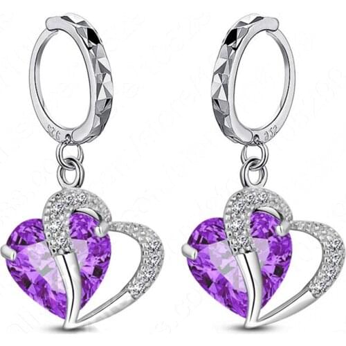 Fashion Heart Crystal JEwelry Earring For Women Top Quality 925 Sterling Silver Jewelry For Women Wife Girls Wholesale