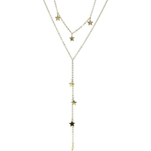 Star Charm Necklace 925 Sterling Silver Double Chain Long pendant sexy Choker Statement Collar Necklace Women 2020 new