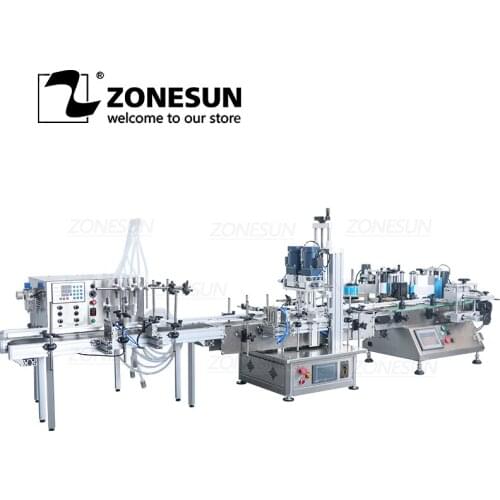 ZONESUN Full Automatic Filling Capping Labeling Machine Production line Oil Hand Sanitizer Plastic Bottle Liquid Soap Water