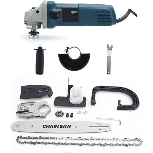 1000W 11000rpm 6 Speed Adjustable Electric 100 Angle Grinder M10 Chainsaw Woodworking Cutting Chainsaw Bracket Change Grinder