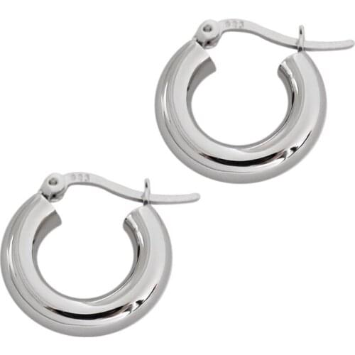 1pair 4.5mm*16mm 100% 925 Sterling silver Glossy Round Hoop Huggie earring jEWELRY tle100