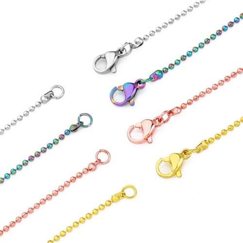 2pcs 2019 Stainless Steel Necklace 45cm Handmade Lobster Buckle Chain Fashion Men Women DIY Jewelry Making Accessories Wholesale