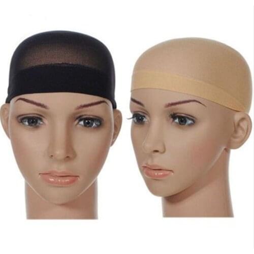 2 x Fashion Unisex Stretchable Stocking Elastic Hair Nylon Snood Wig Cap Mesh Wig Cap for Making Wigs Free Size