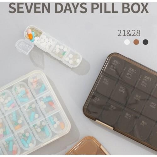 21/28 Grid Portable Pills Box Large Capacity Pill Box for A Week High Quality Safe Packing Medicine Storage Case Health Care